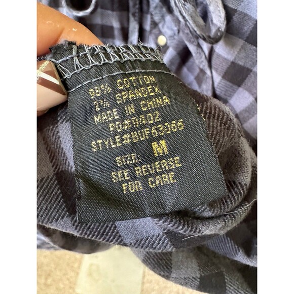 Paris Blues Denim Women's Gingham Button Down Drawstring Waist Shirt Dress M - Picture 6 of 7